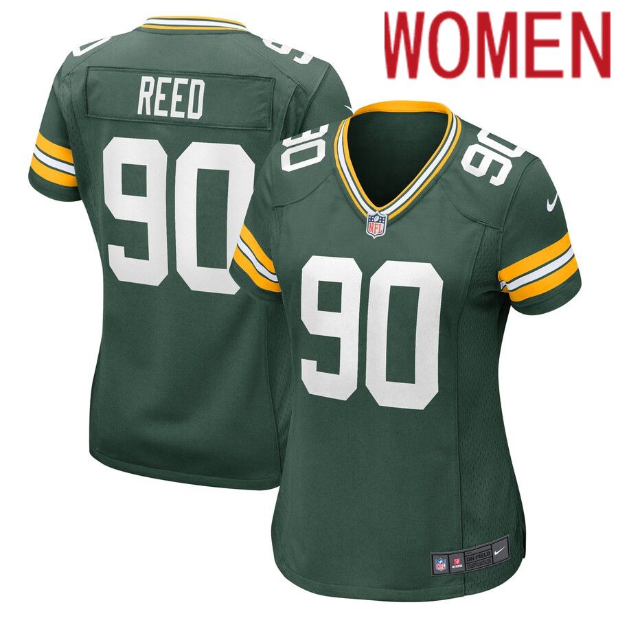 Women Green Bay Packers 90 Jarran Reed Nike Green Game Player NFL Jersey